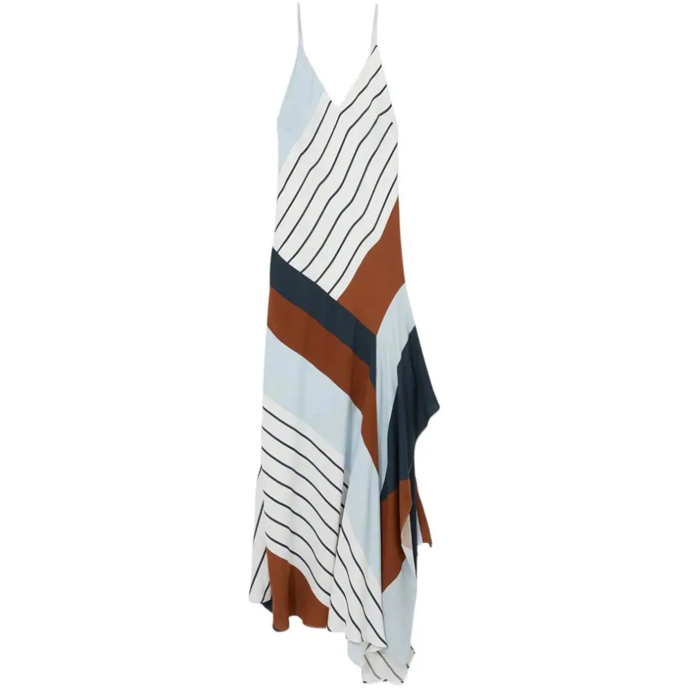 REISS HALLIA Stripe Print Handkerchief Maxi Dress